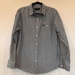 Brixton Long Sleeve Gingham Button Up Shirt Black White Men's Size M